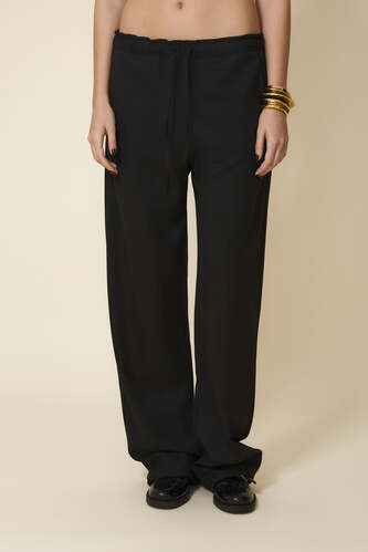Black Relaxed-Fit Trousers With Elasticated Hems - PNK Casual