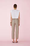 Brown-Gold Linen Pants With Detail at the Waist