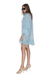 Aqua Linen Ruffled Dress