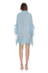 Aqua Linen Ruffled Dress