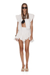 Off White Cotton Mini Skirt With Ruffle