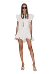 Off White Cotton Mini Skirt With Ruffle