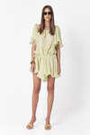 Yellow-Green Linen Dress With Loose Cut