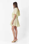 Yellow-Green Linen Dress With Loose Cut