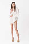 White Linen Shirt With Ruffles Sleeves