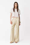 Beige Wide-Leg Cotton-Viscose Pants