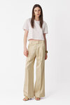 Beige Wide-Leg Cotton-Viscose Pants