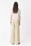 Beige Wide-Leg Cotton-Viscose Pants