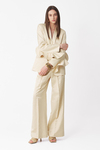 Beige Wide-Leg Cotton-Viscose Pants