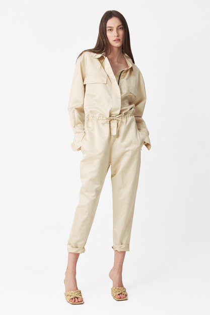 Beige Cotton-Viscose Jumpsuit