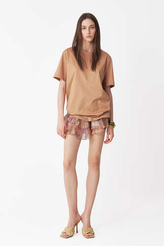 Brown Cotton Oversized T-shirt - PNK Casual