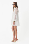 White Silk Mini Dress With Chantilly Insertions