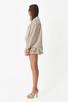 Dark Beige Linen Oversized Blouse