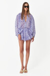 Flower Printed Cotton-Silk Oversized Blouse