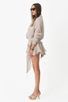 Asymmetrical Beige Linen Mini Skirt