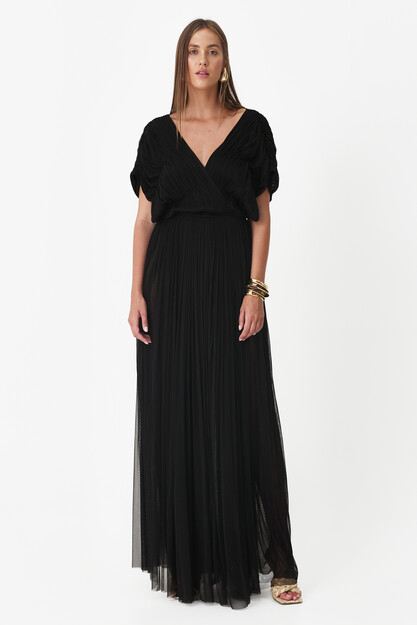 Black Silk Tulle Long Dress