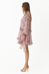Floral Pink Silk Dress With Ruffles