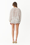 White Printed Cotton-Silk Shorts