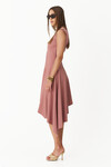 Asymmetrical Rose Ribbed Cotton Dress