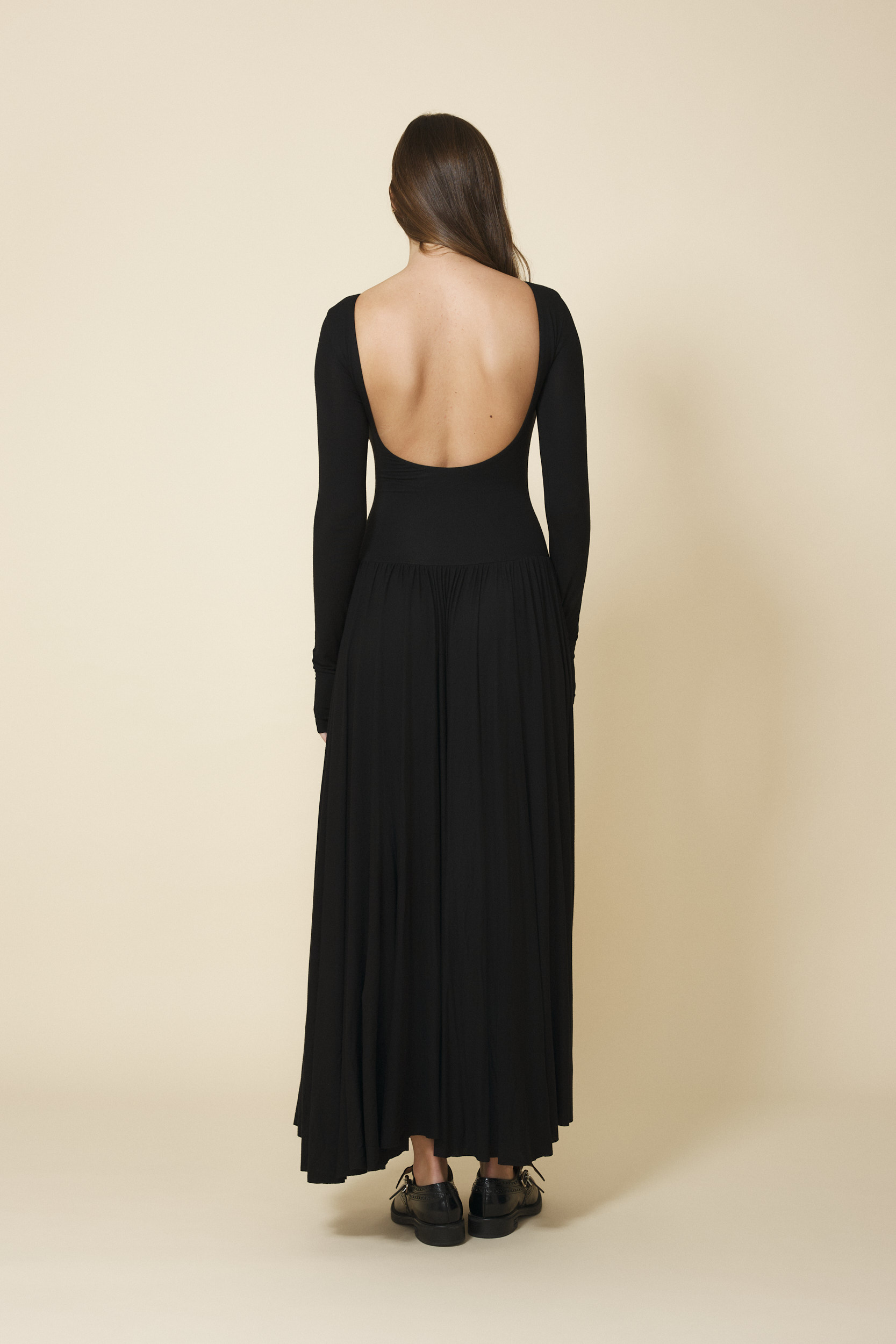 navy blue dress for baby girl Black Long Sleeve Backless Dress
