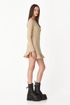 Beige Cotton-Blend Scuba Mini Dress