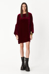 Burgundy Velvet Dress With Oversized Sleeves