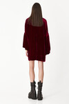 Burgundy Velvet Dress With Oversized Sleeves