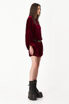 Burgundy Velvet Dress With Oversized Sleeves