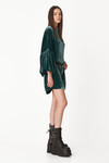 Green Velvet Dress With Oversized Sleeves