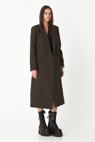 Soft wool kaki midi coat - PNK Casual