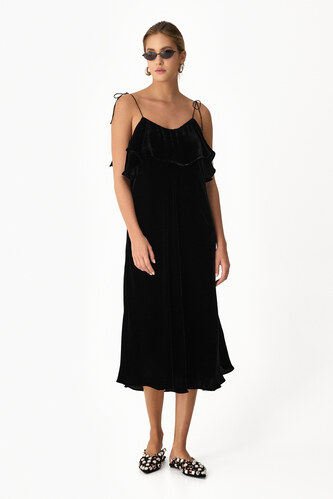 Black Backless Velvet Midi Dress - SS24 - PNK Casual