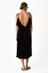 Black Backless Velvet Midi Dress