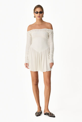 White Mini Dress With Bare Shoulders - SS24 - PNK Casual