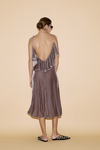 Mauve Backless Velvet Midi Dress