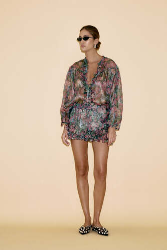 Oversized Floral-Green Printed Silk Blouse - SS24 - PNK Casual