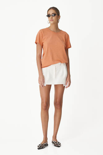 Orange Blended Cotton-Linen T-shirt - SS24 - PNK Casual