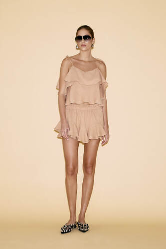 Cotton Beige Shorts with Elasticated Waistband - SS24 - PNK Casual