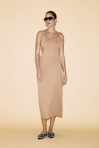 Brown Side-Cutout Maxi Dress - SS24 - PNK Casual