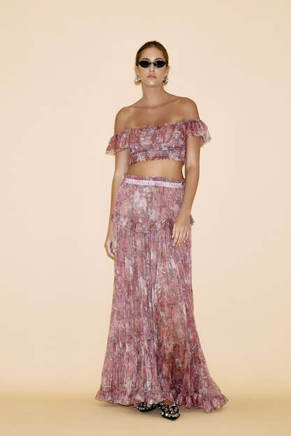 Printed Floral Silk Maxi Skirt - SS24