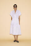 White Embroidery Cotton Midi Dress - SS24