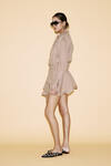 Beige Ruffled Linen Mini Dress