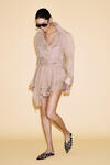 Beige Ruffled Linen Mini Dress