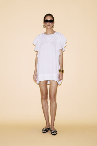 White Oversized Mini Dress With Ruffles - PNK Casual