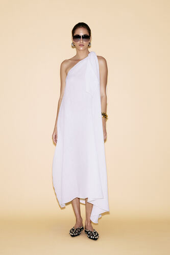 One Shoulder White Midi Dress - PNK Casual