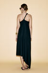 One Shoulder Black Rib Midi Dress