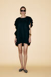 Black Oversized Mini Dress With Ruffles