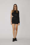 Wrap-Effect Black Mini Dress