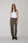 Checkered Brown Pants With Front Detail