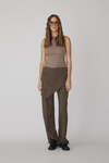 Checkered Brown Pants With Front Detail