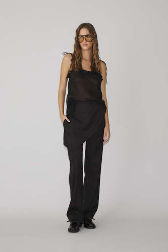 Black Silk Top With Buttons - PNK Casual